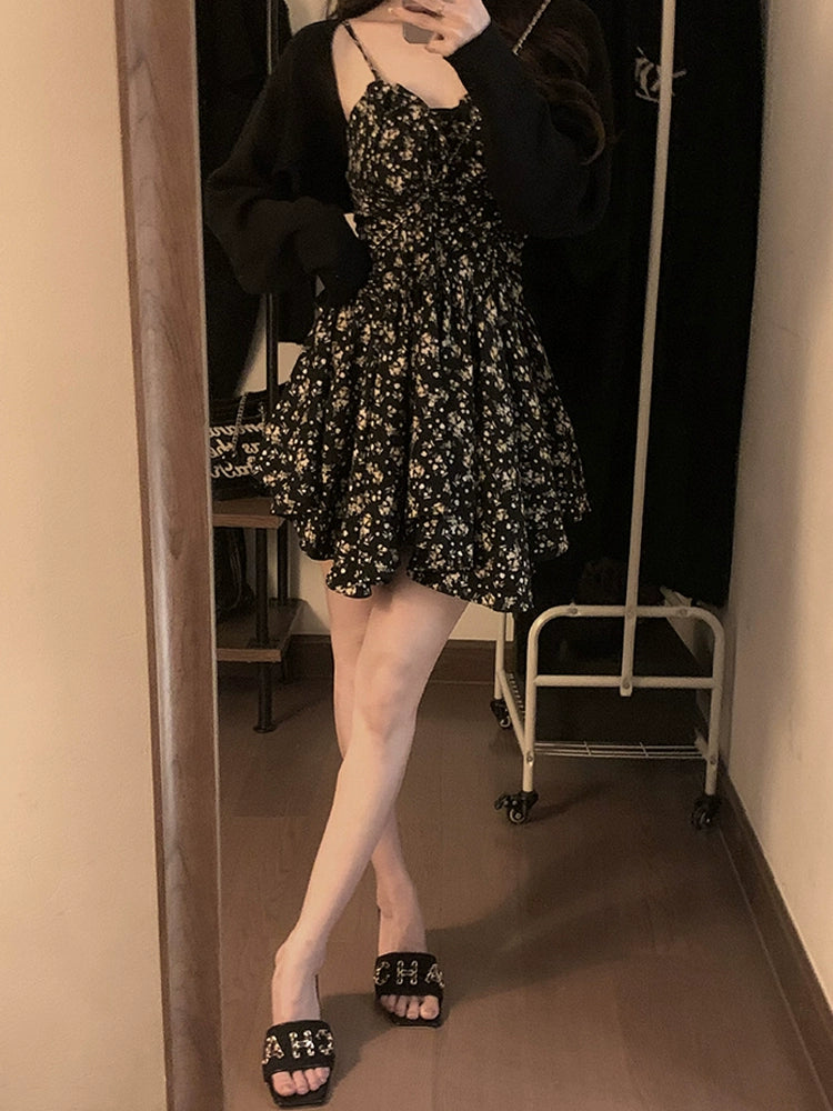 アンティークフラワーショートワンピース