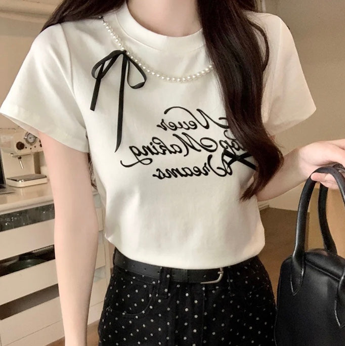 ラウンドネックコットンTシャツ