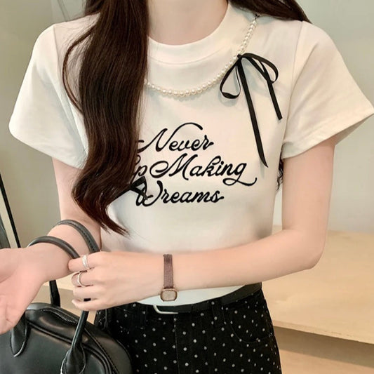 ラウンドネックコットンTシャツ