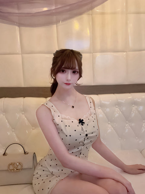 2ピースレースリボンドットセットアップ