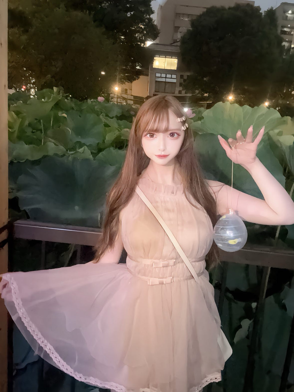 ホルターネックシアーミニワンピース