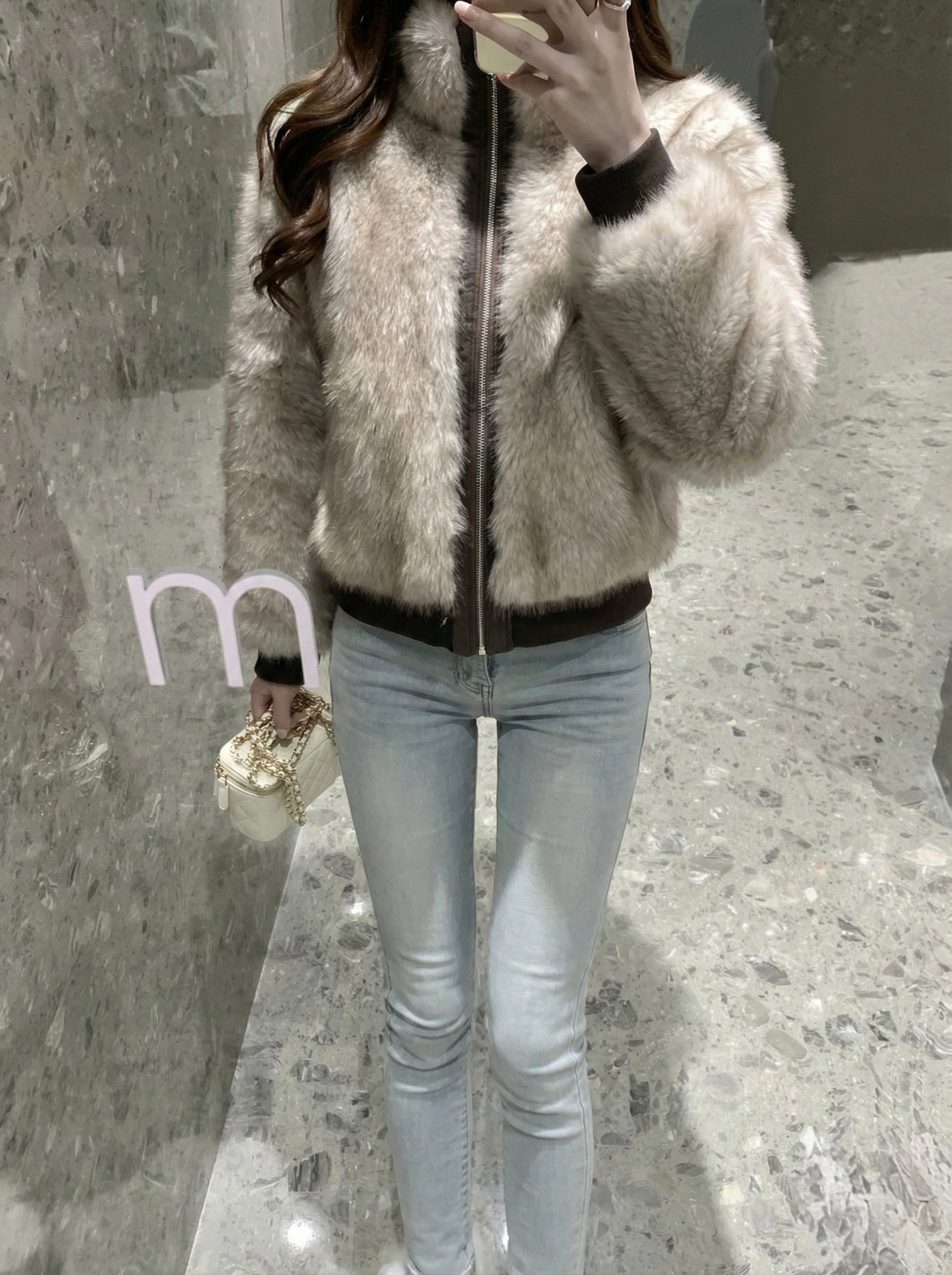 ハイネックミンクファーショートコート