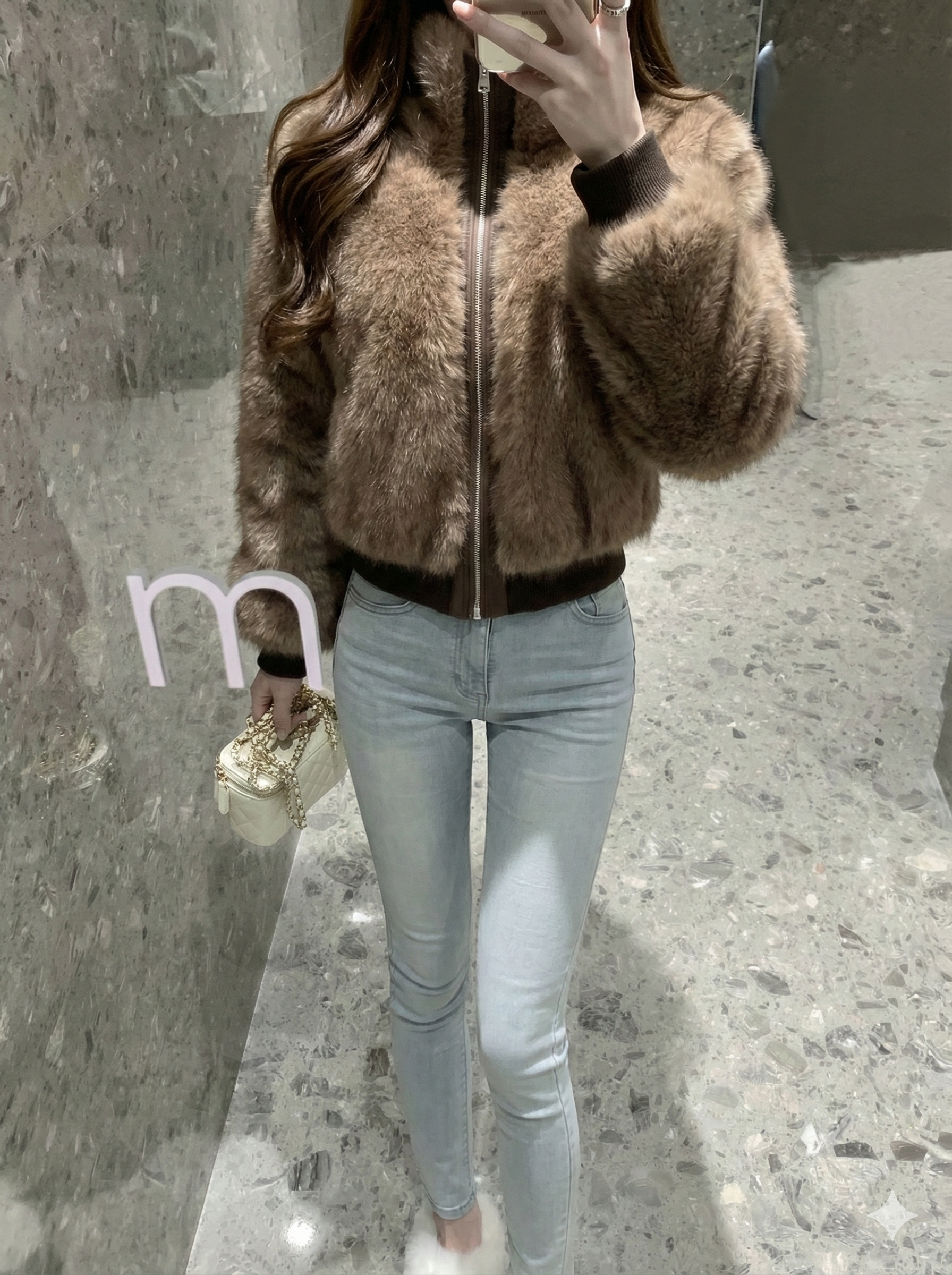 ハイネックミンクファーショートコート