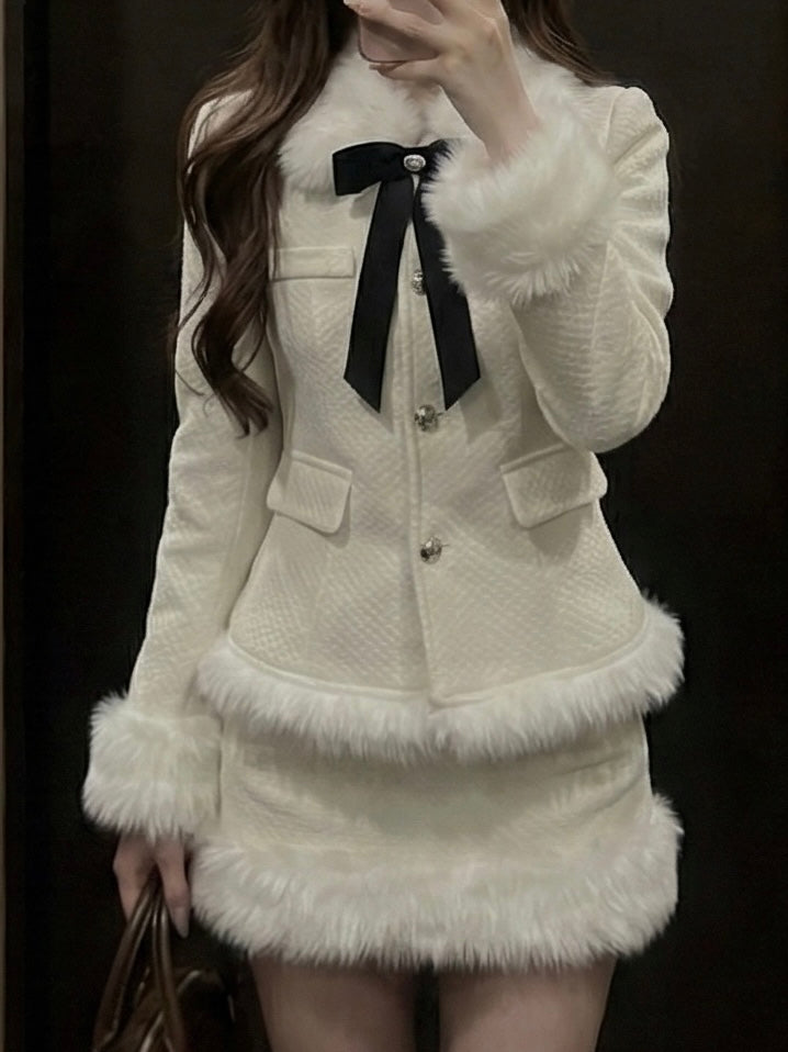 リボンファーウールライクセットアップ