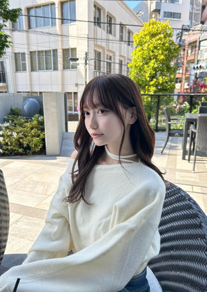 ワンショルダーネックストラップニット