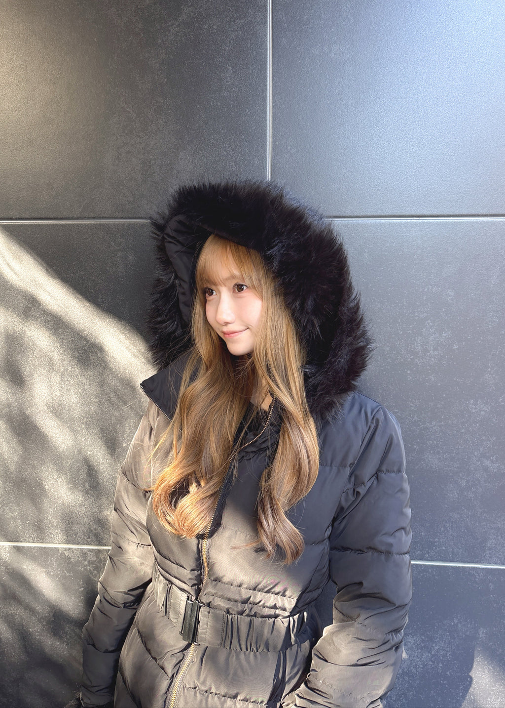 ベルトデザインファーダウンコート