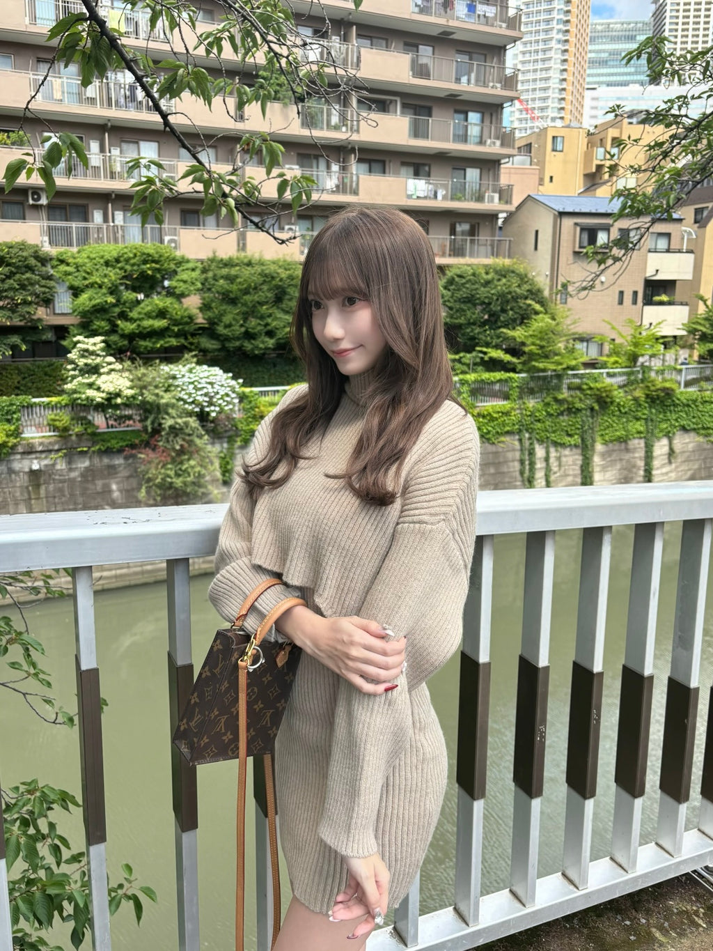 レイヤードニットミニワンピース