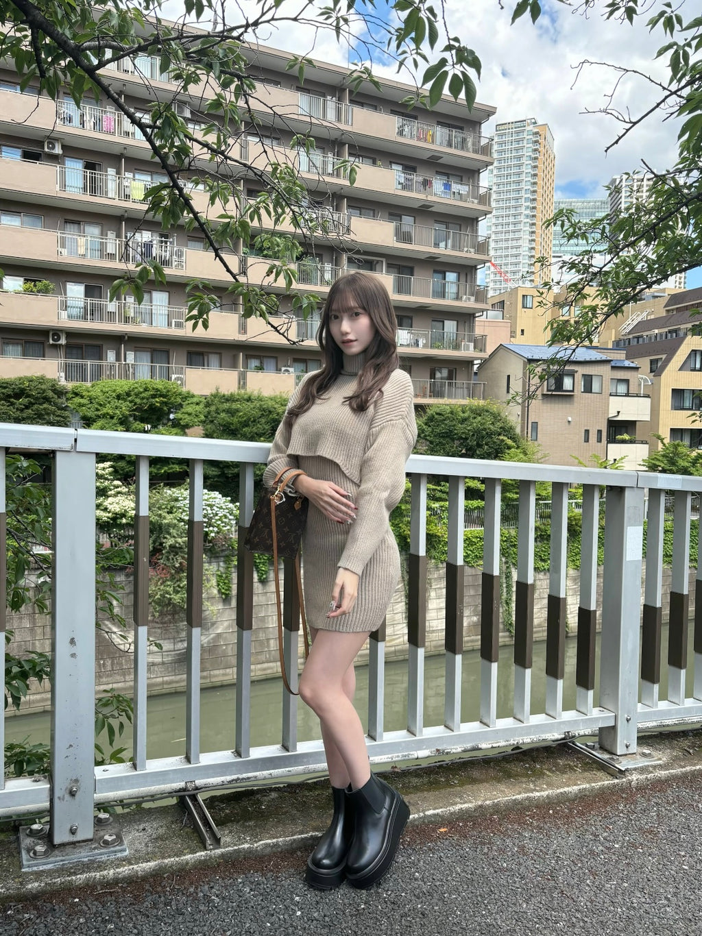 レイヤードニットミニワンピース