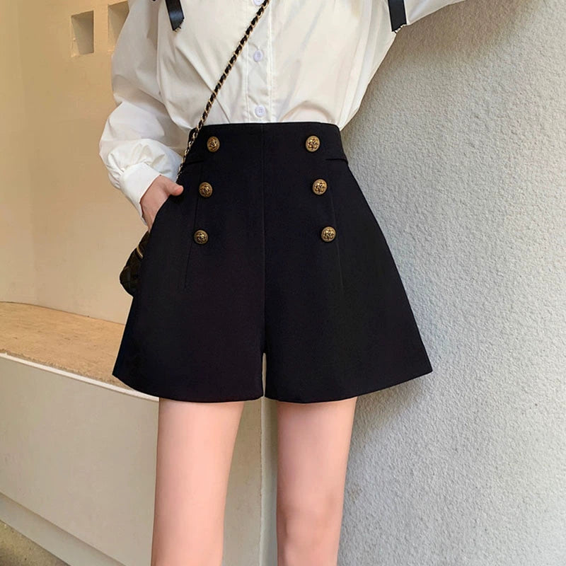 ビンテージボタンハイウェストショートパンツ