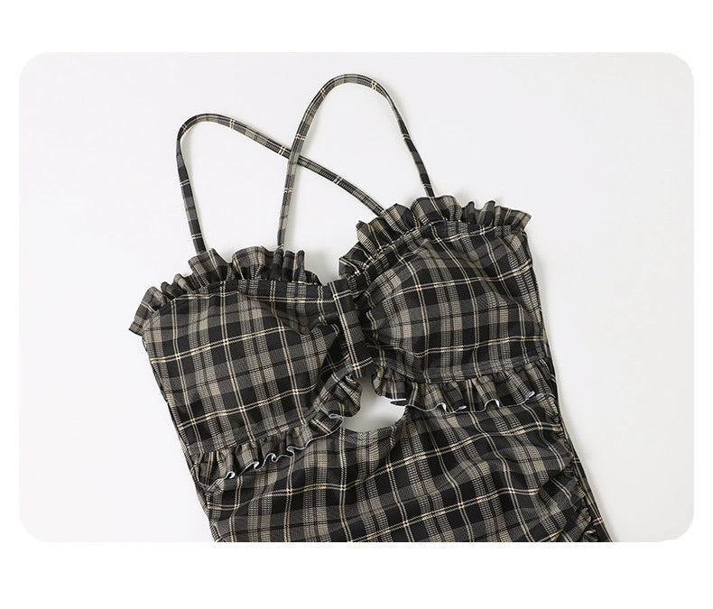 チェックフリルビキニ