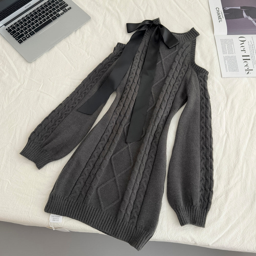 ミューズオフショルニットワンピ