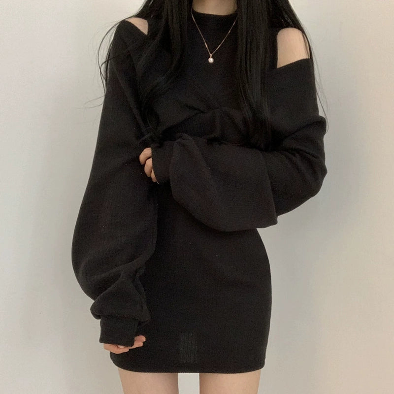 2ピースオフショルダーニットワンピース – charme 2ピースオフショルダーニットワンピース – charme