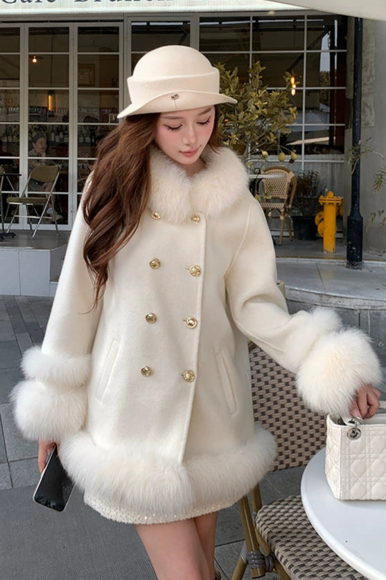 ダブルボタンファーコート