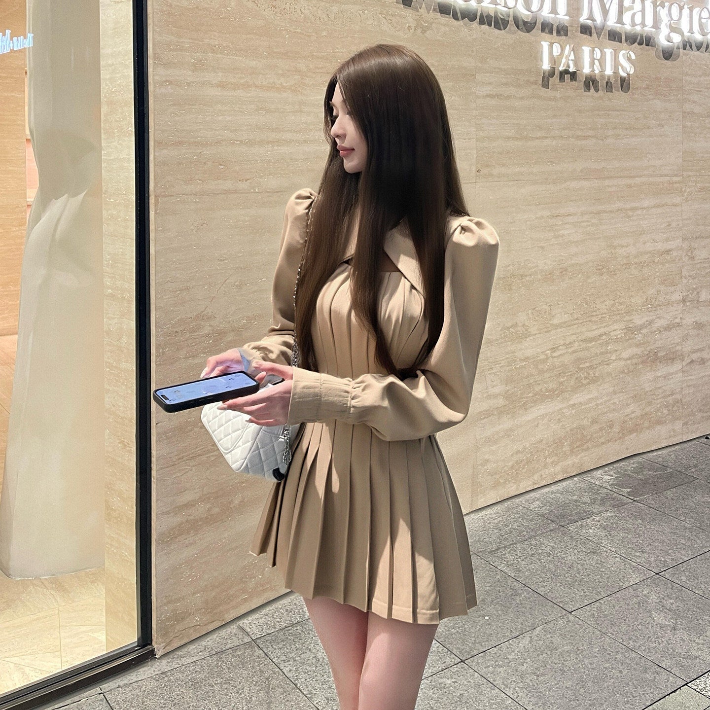 プリーツレディワンピース