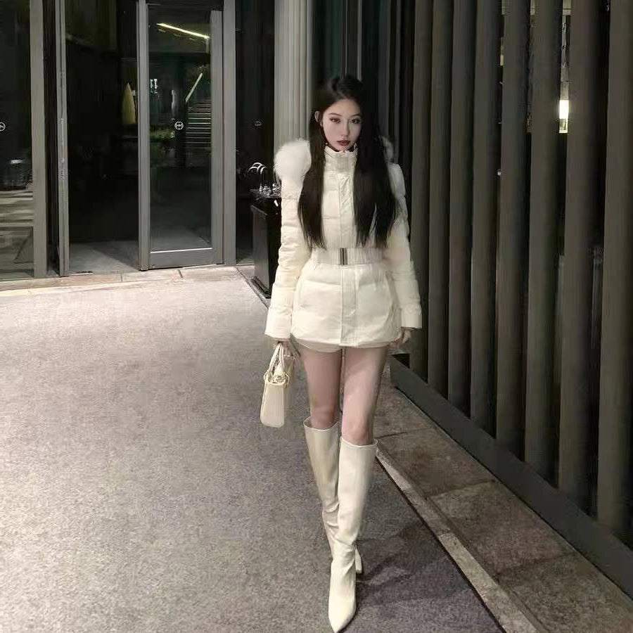 ベルトデザインファーダウンコート