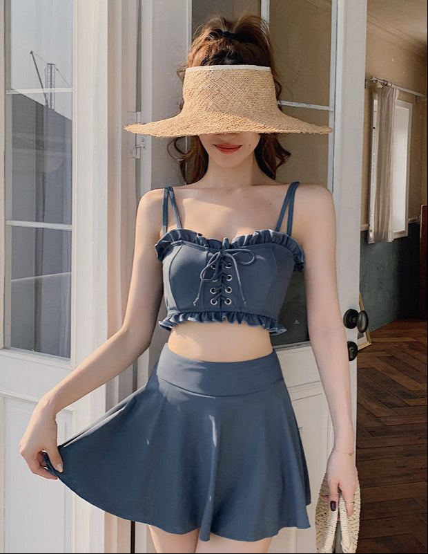 レースアップフレアスカートビキニ