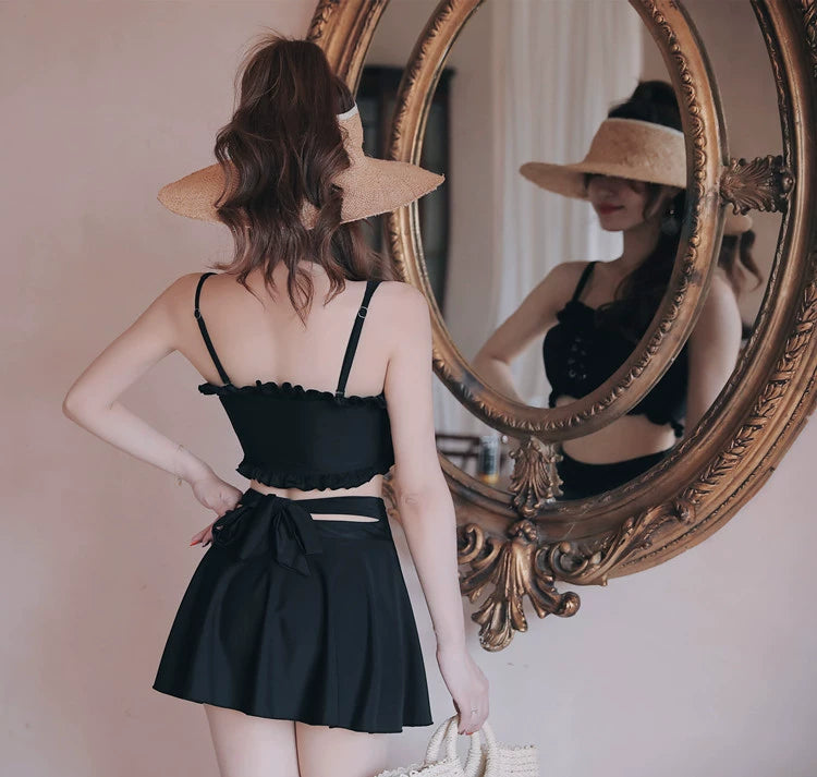 レースアップフレアスカートビキニ