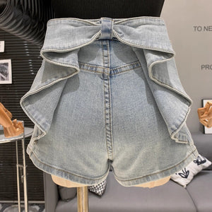 バックリボンデニムショート