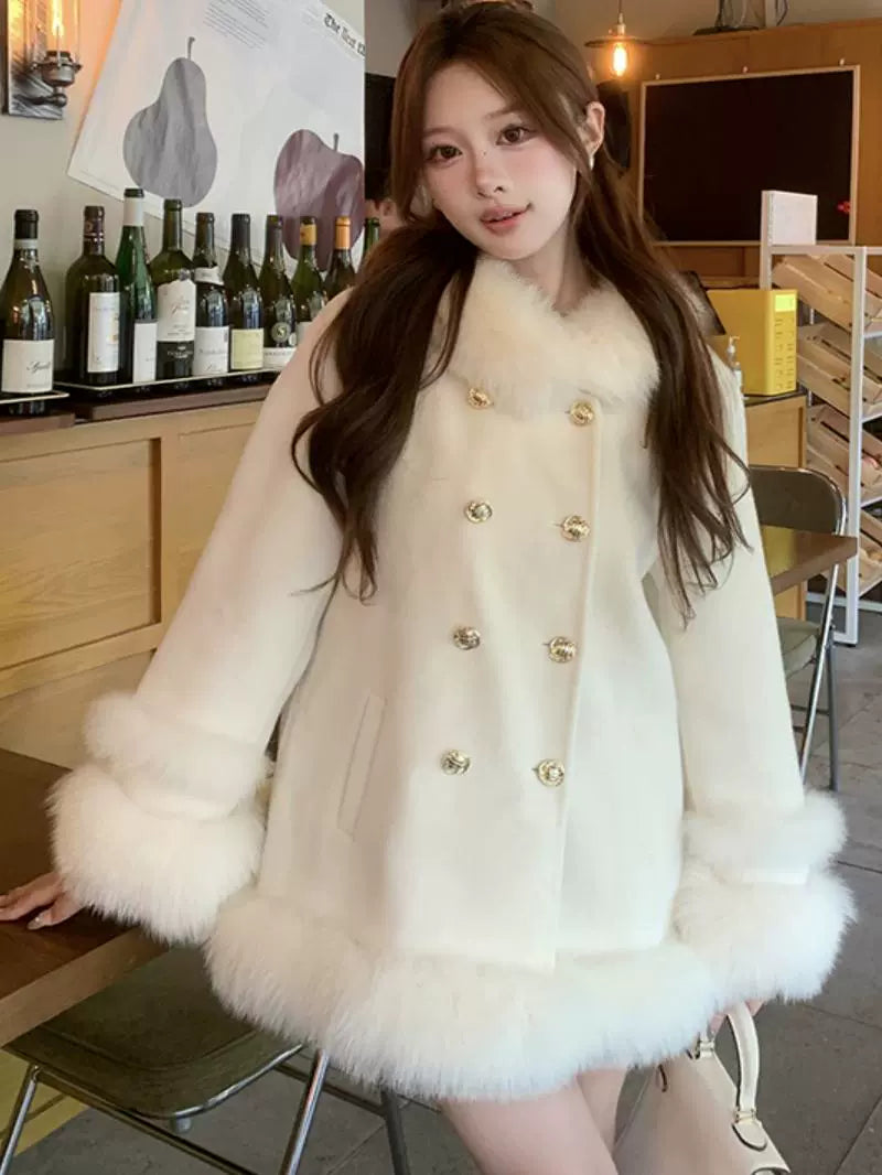 ダブルボタンファーコート