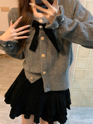 ラウンドネックニットカーディガン