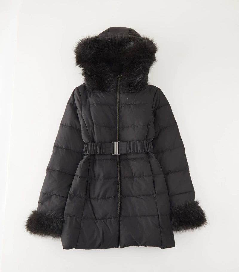 ベルトデザインファーダウンコート