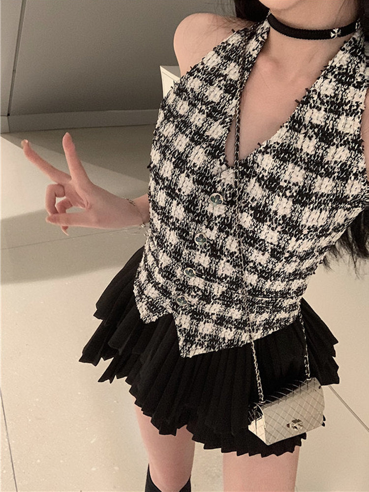 ツイードホルタートップ