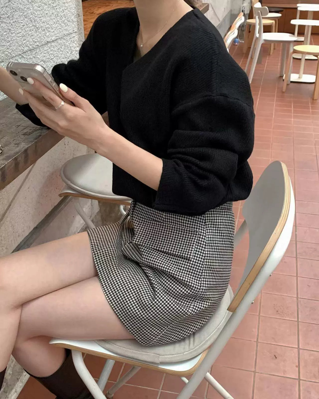 ハウンドトゥースデザインミニスカート