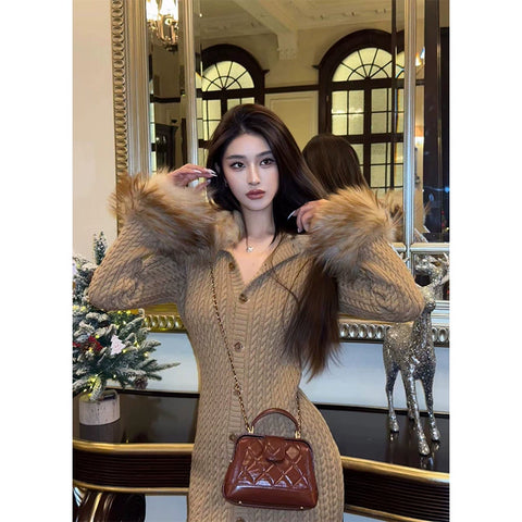 ラグジュアリーファーニットワンピ