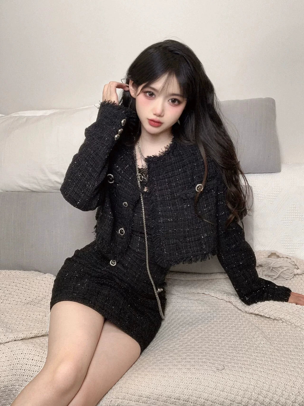 ツイードワンピースツーピースセット