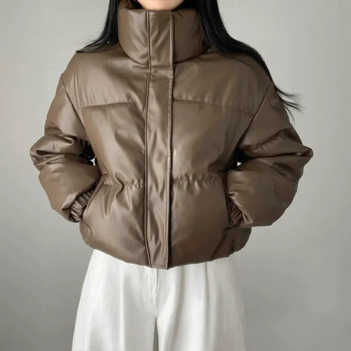 PUレザーショートブルゾン