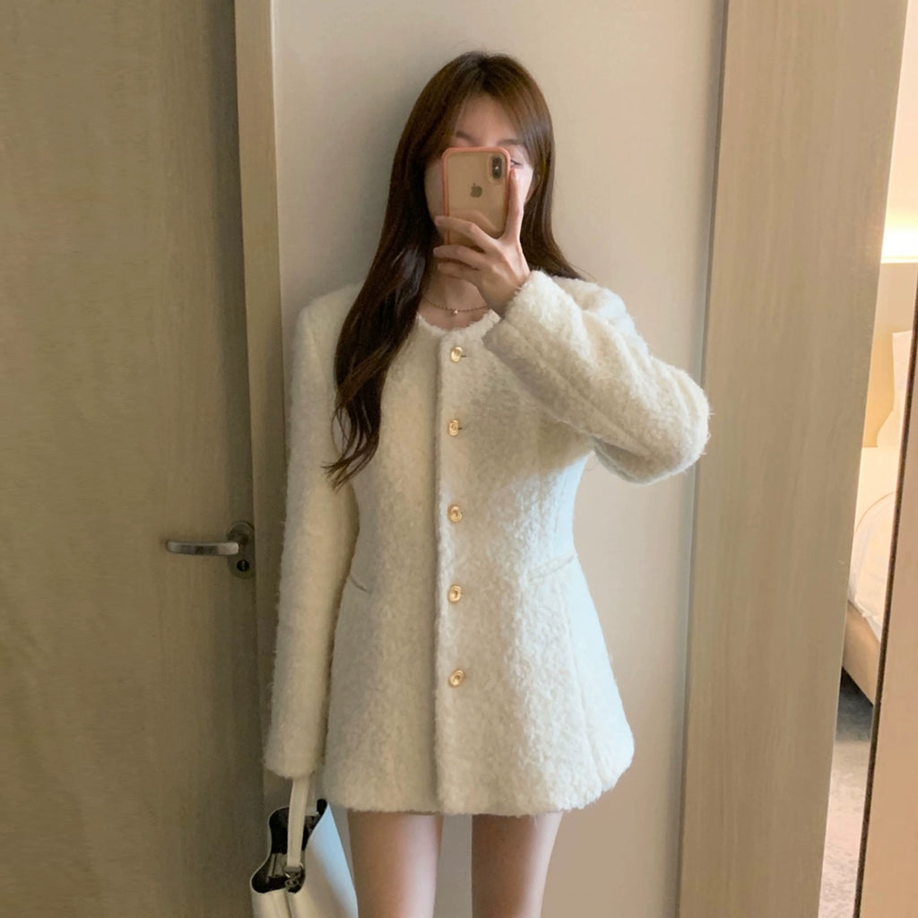 フレアシルエットウールライクジャケット