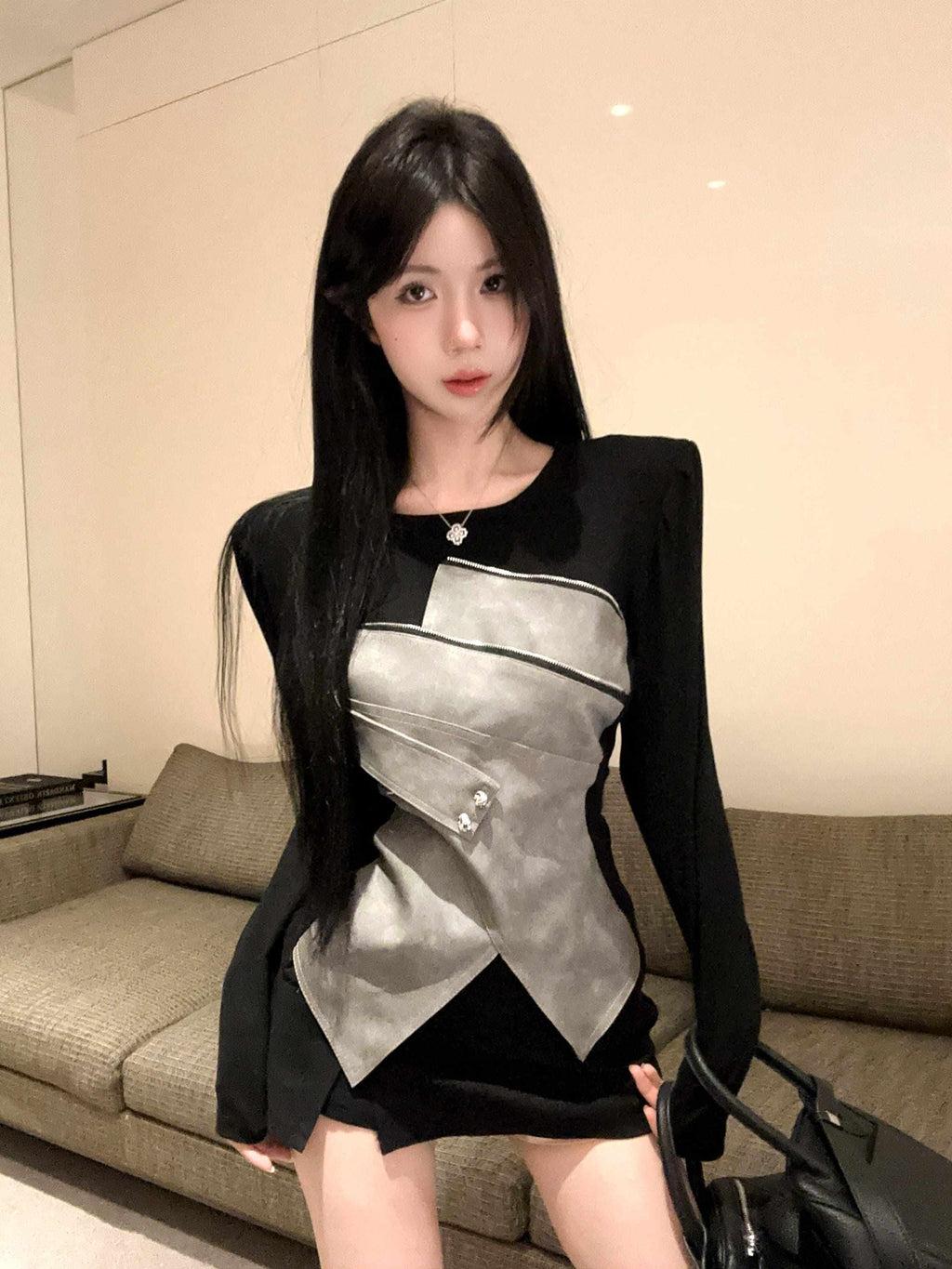 アシンメトリーコルセットトップス