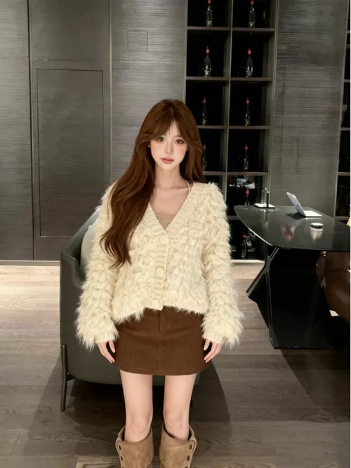 シャギーフリンジニットカーディガン