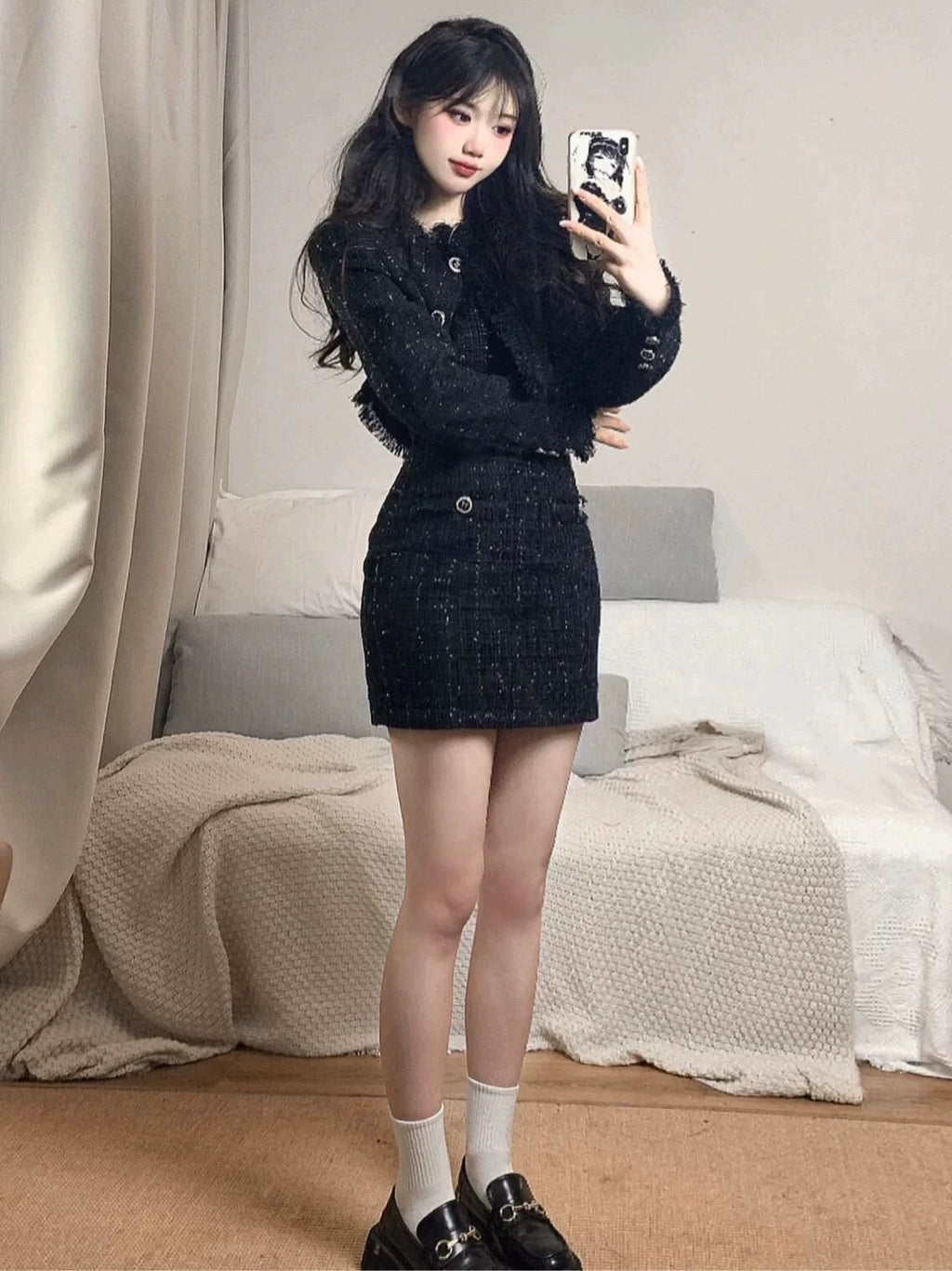 ツイードワンピースツーピースセット