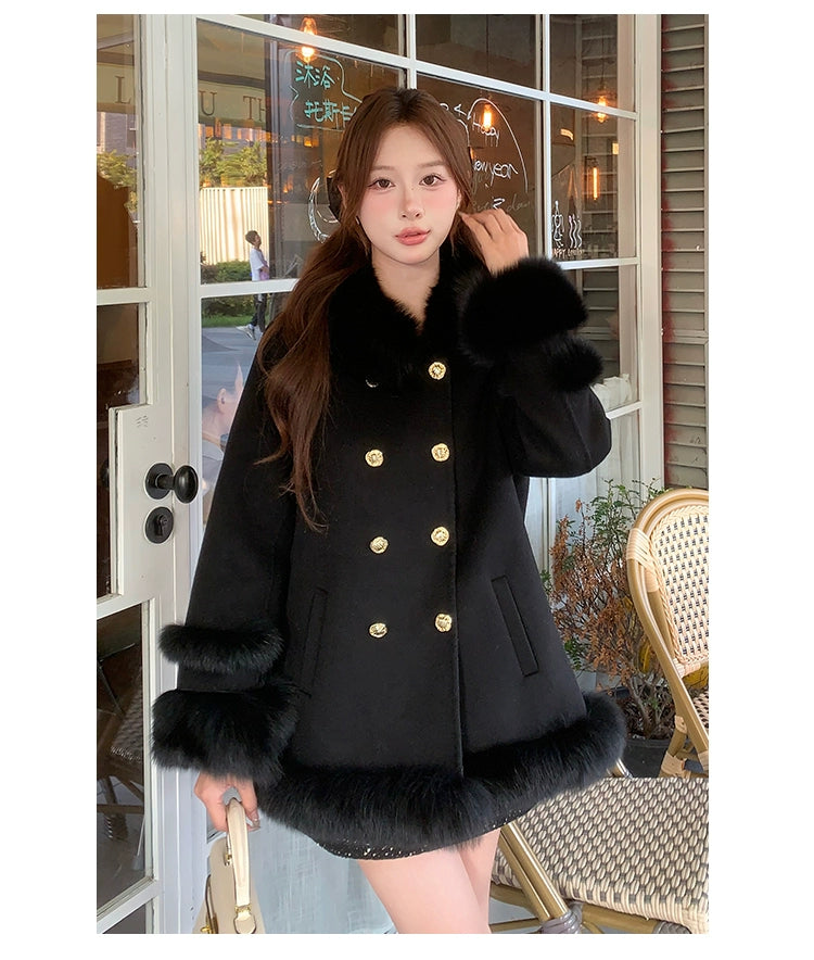 ダブルボタンファーコート
