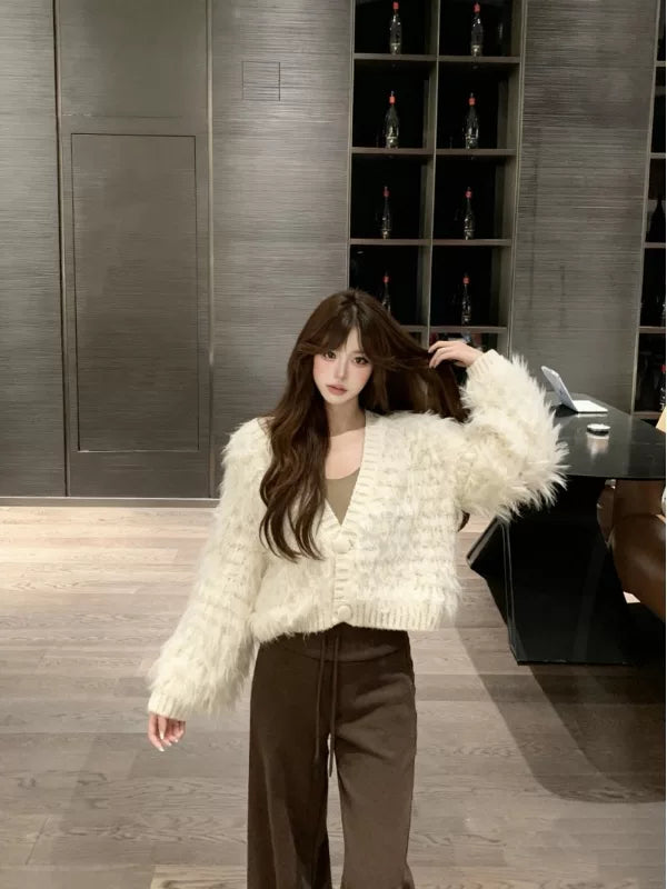 シャギーフリンジニットカーディガン