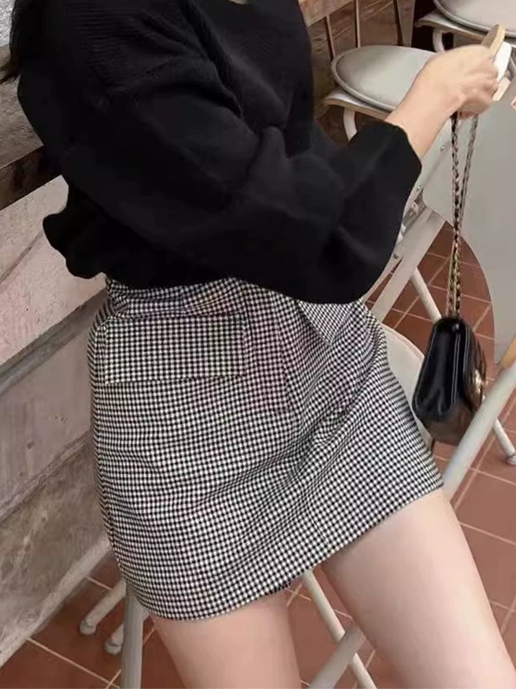 ハウンドトゥースデザインミニスカート