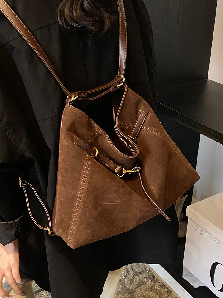 スエードシングルショルダー3wayトートバッグ