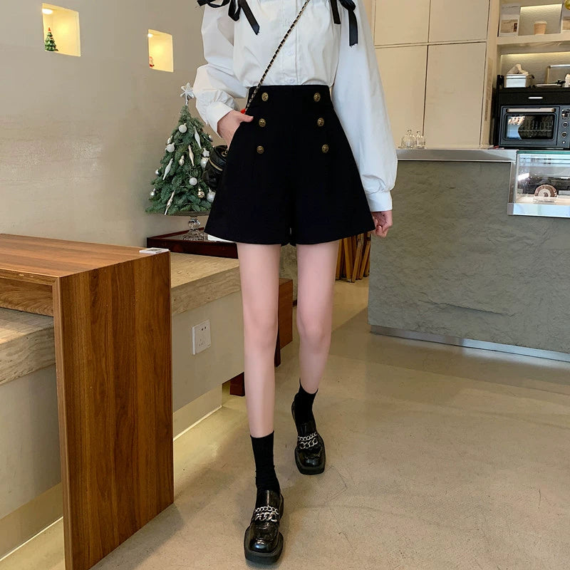 ビンテージボタンハイウェストショートパンツ