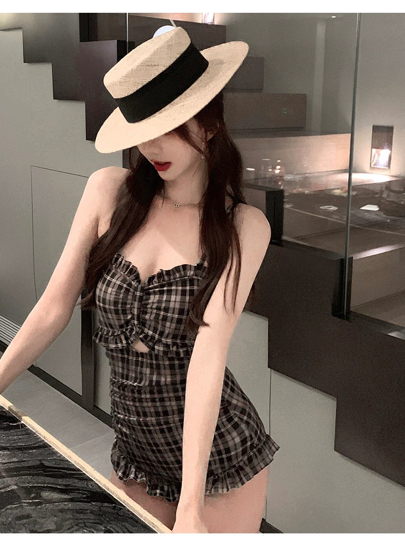 チェックフリルビキニ