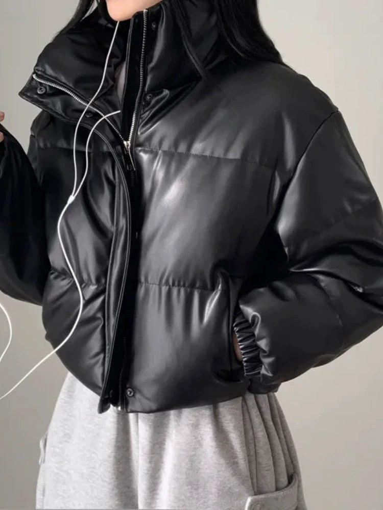 PUレザーショートブルゾン