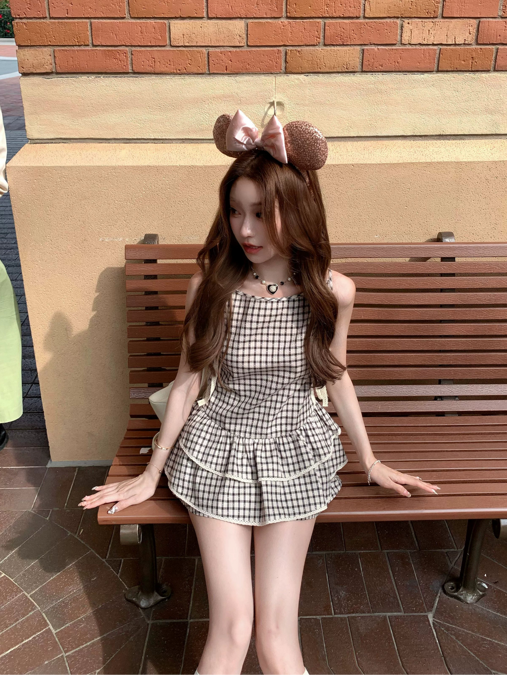 ギンガムリボンフリルセットアップ