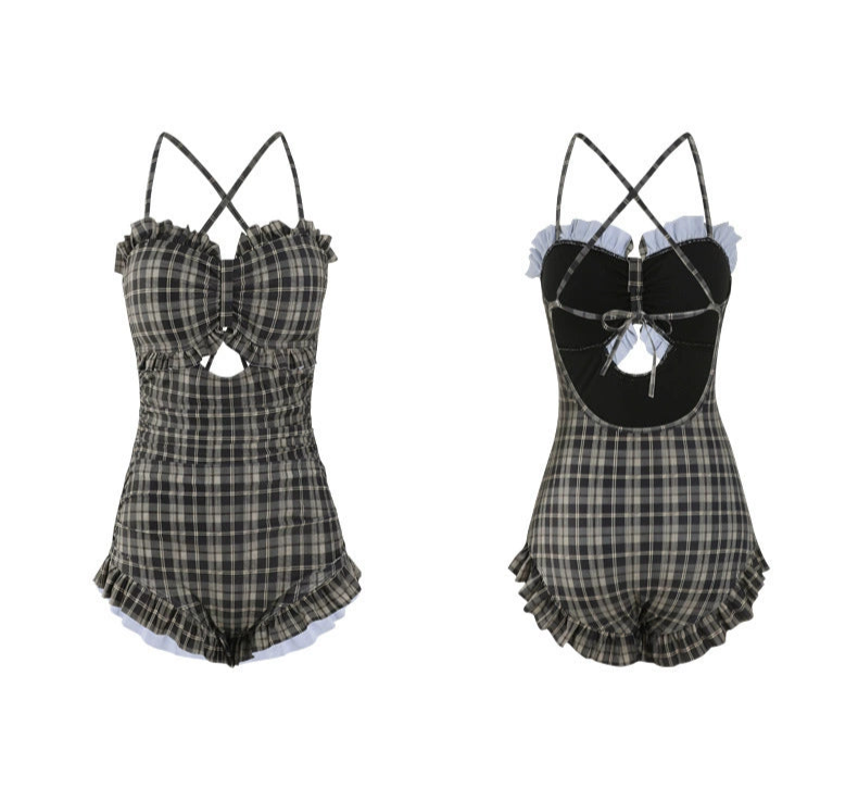 チェックフリルビキニ