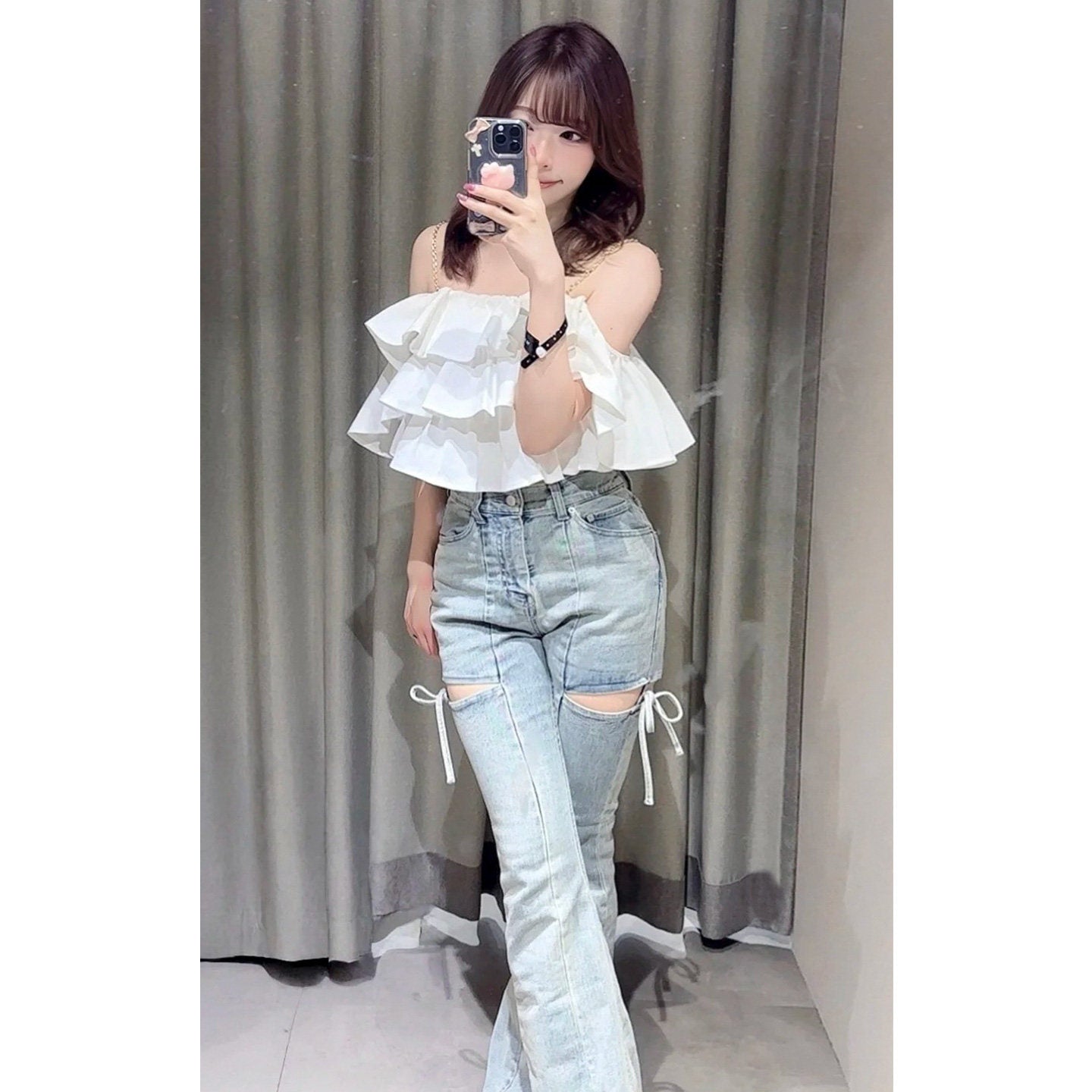 カットリボンフレアデニム