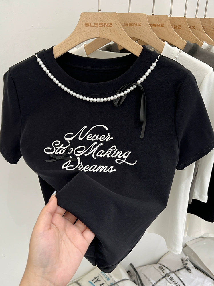 ラウンドネックコットンTシャツ