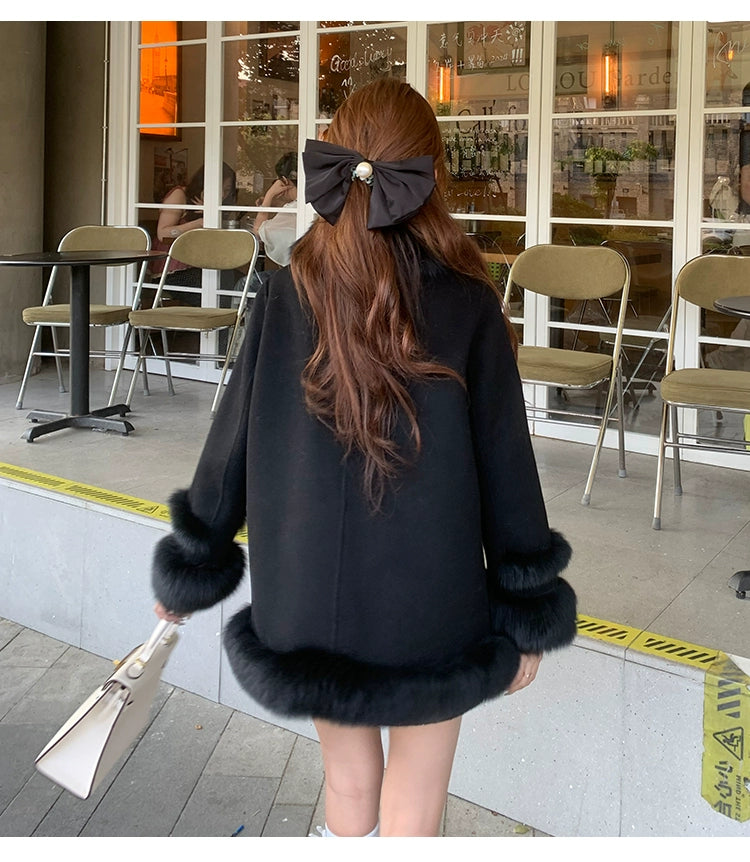 ダブルボタンファーコート