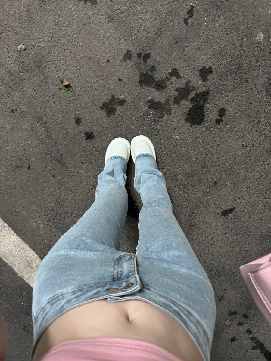 ハイウエストスリムセミフレアデニム