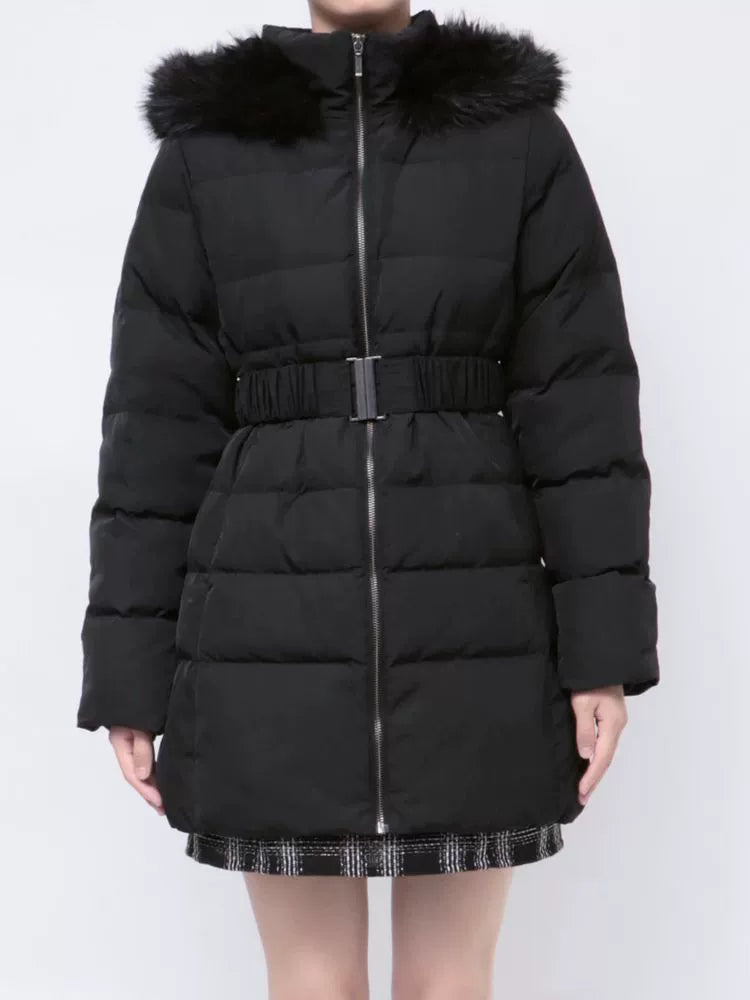 ベルトデザインファーダウンコート