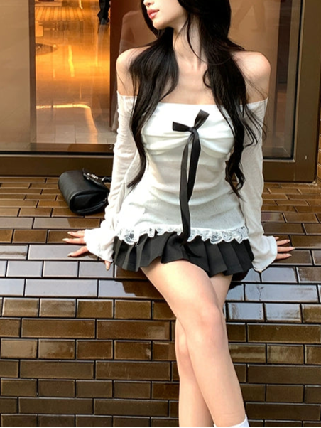 バレエスタイルオフショルTシャツ