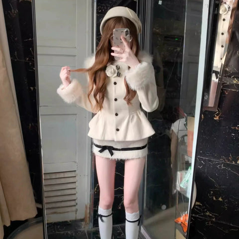 フェイクファートリムぺプラムセットアップ